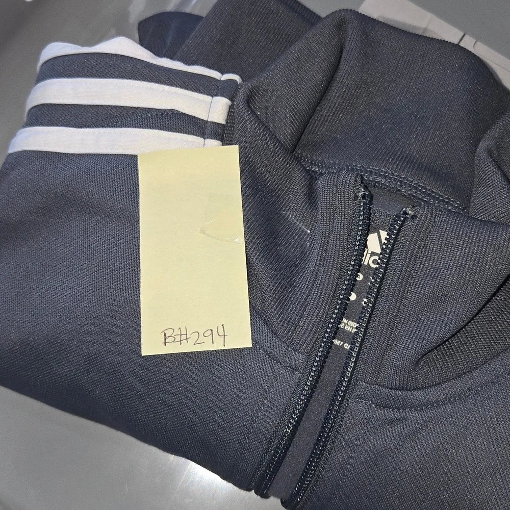 Adidas Track Jacket women Medium Grey Pink Stripe Full Zip 3-Stripe B#294